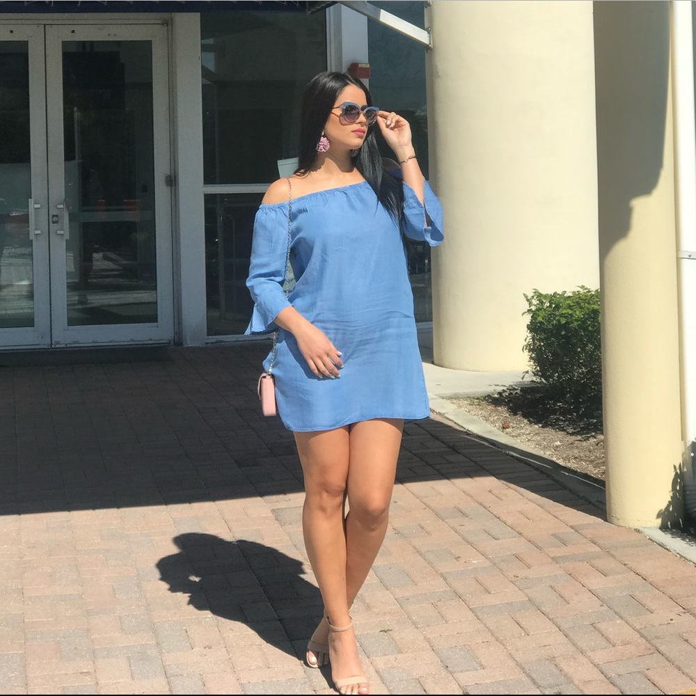 Off the shoulder denim dress